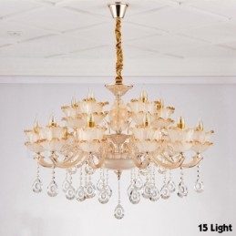 Lustre de metal integrado clássico tradicional de 15 luzes