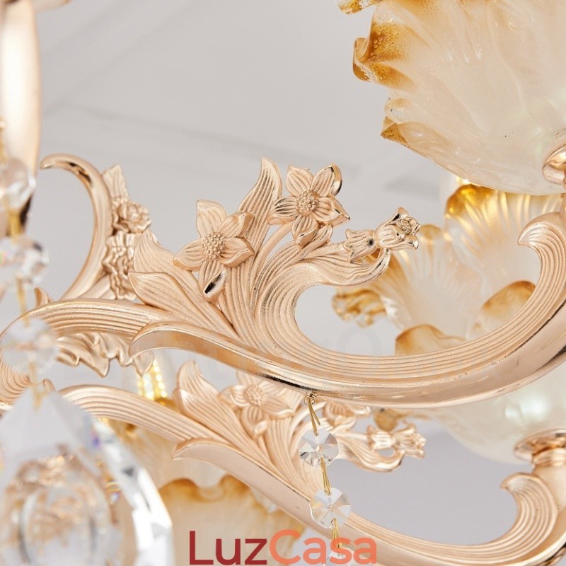Lustre de metal integrado clássico tradicional de 15 luzes