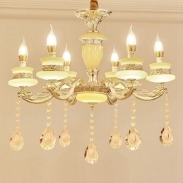 Lustre de luxo integrado clássico tradicional de metal com 6 luzes