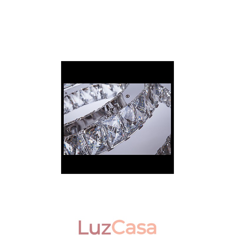Luminária pendente moderna iluminação quente branco três anéis d204060 transparente k9 grandes luzes de teto de cristal