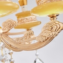 Lustre de luxo integrado clássico tradicional de metal com 6 luzes