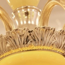 Lustre de luxo integrado clássico tradicional de metal com 6 luzes