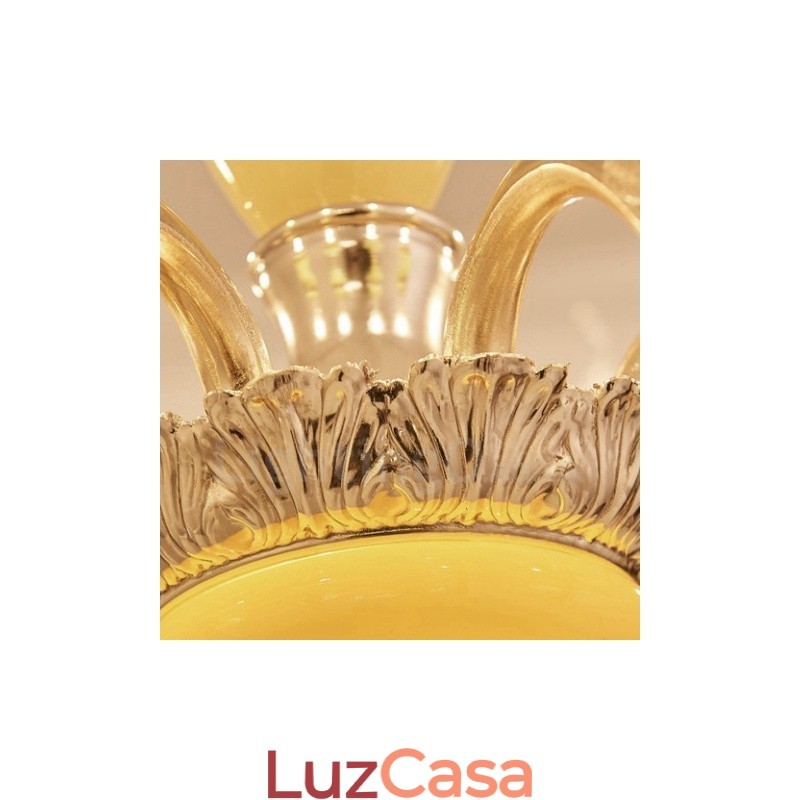 Lustre de luxo integrado clássico tradicional de metal com 6 luzes