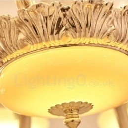 Lustre de luxo integrado clássico tradicional de metal com 6 luzes