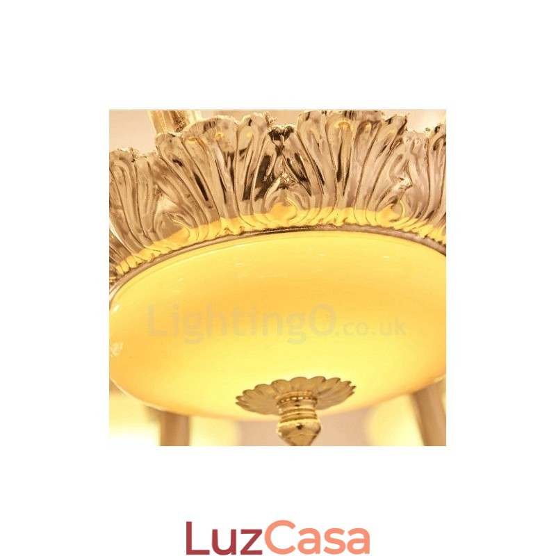 Lustre de luxo integrado clássico tradicional de metal com 6 luzes