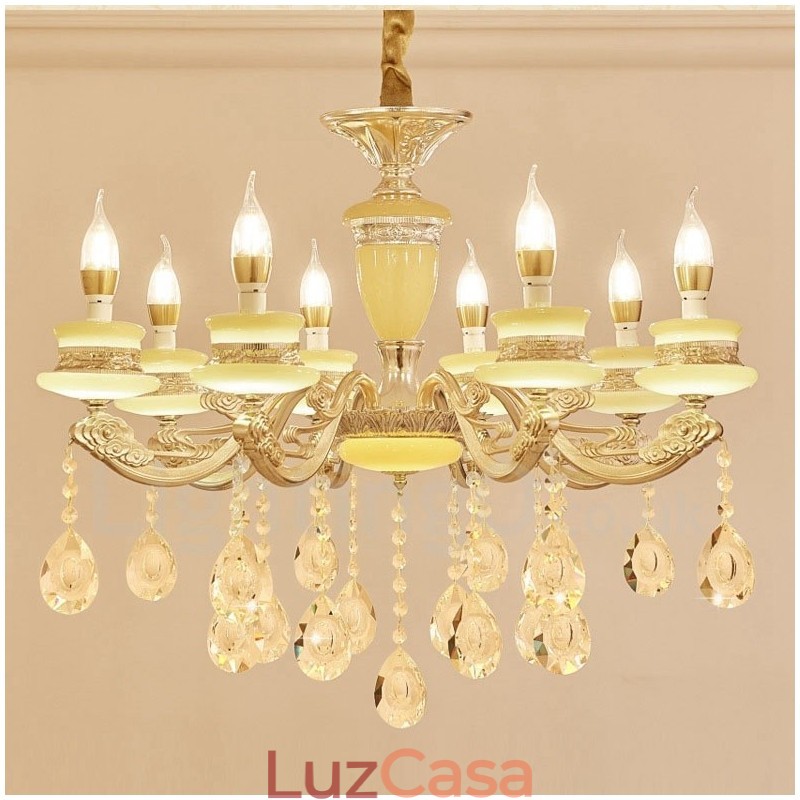 Lustre de metal integrado clássico tradicional de 8 luzes
