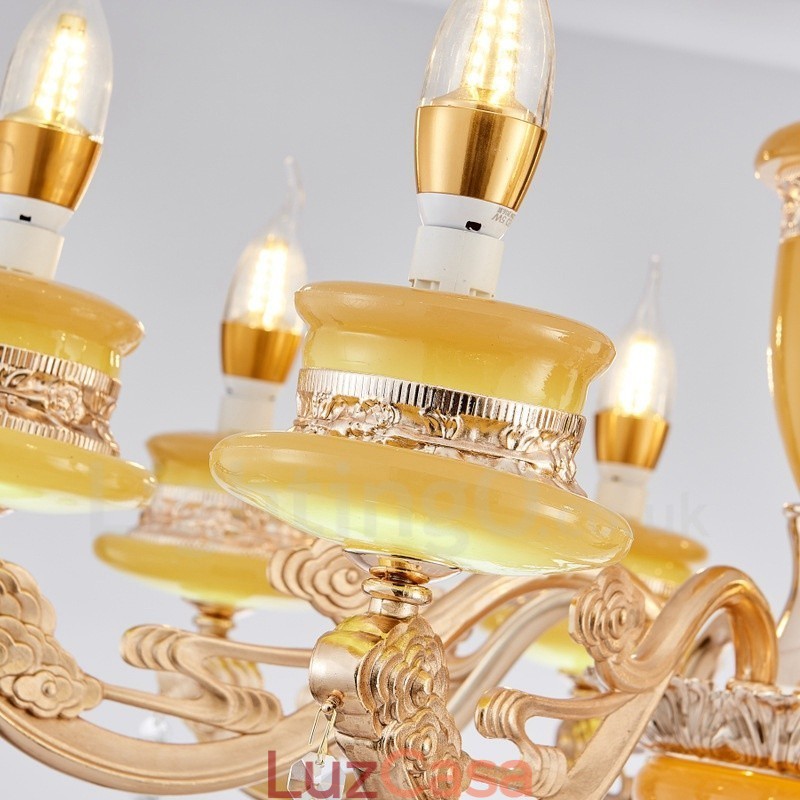 Lustre de metal integrado clássico tradicional de 8 luzes