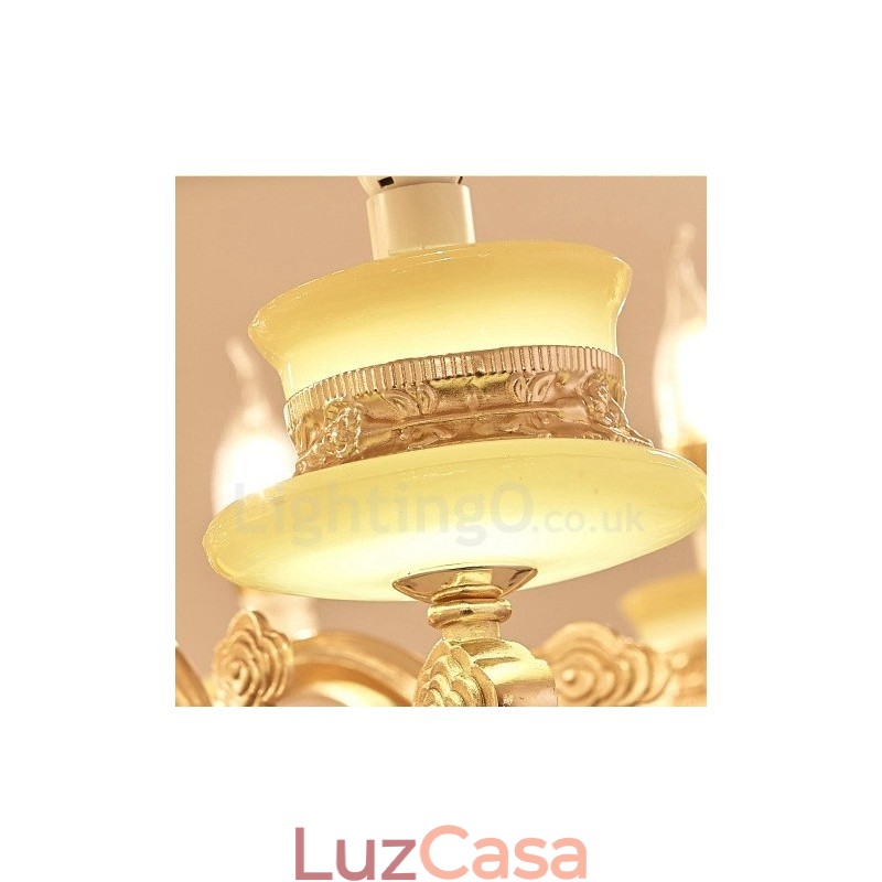 Lustre de metal integrado clássico tradicional de 8 luzes