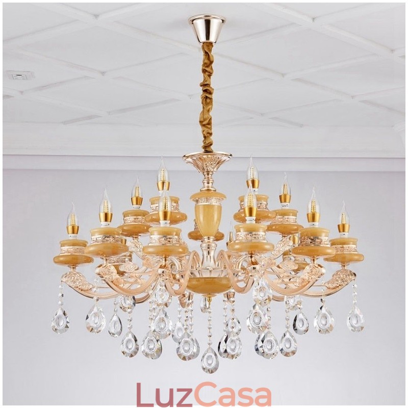 Lustre de metal integrado clássico tradicional de 15 luzes