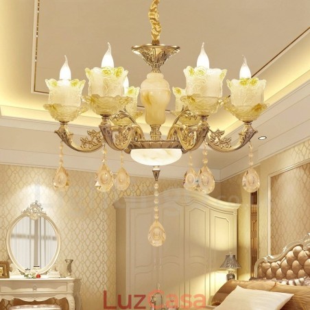 Lustre de metal integrado clássico tradicional de 6 luzes Lustre de metal integrado clássico tradicional de 6 luzes