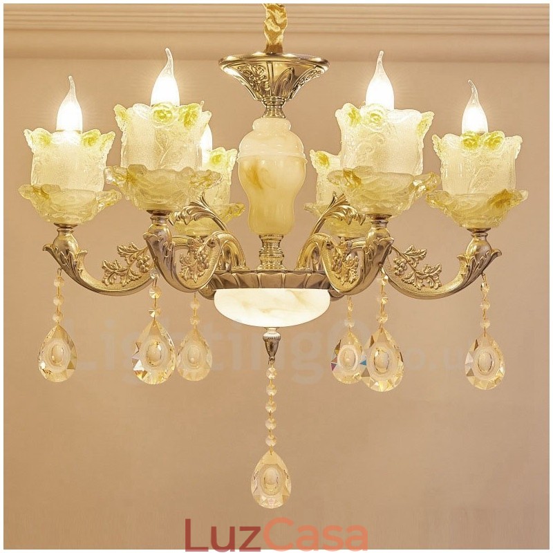 Lustre de metal integrado clássico tradicional de 6 luzes