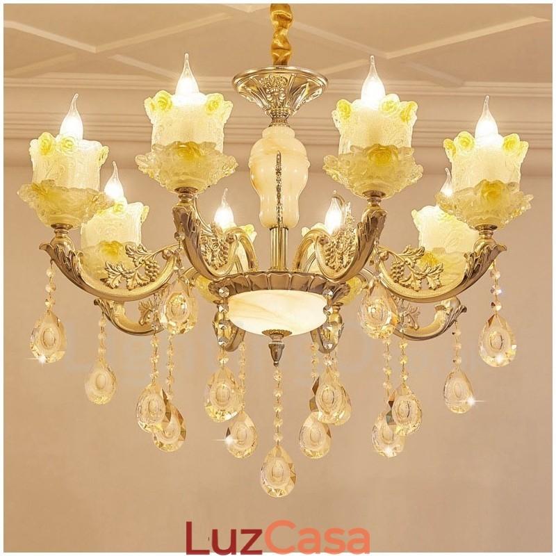 Lustre de metal integrado clássico tradicional de 8 luzes