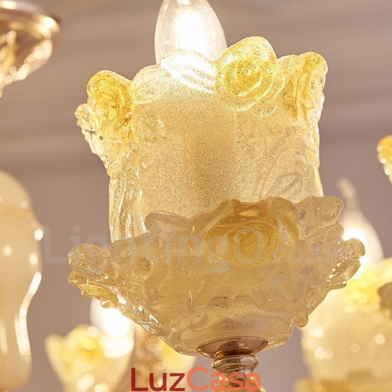 Lustre de metal integrado clássico tradicional de 8 luzes