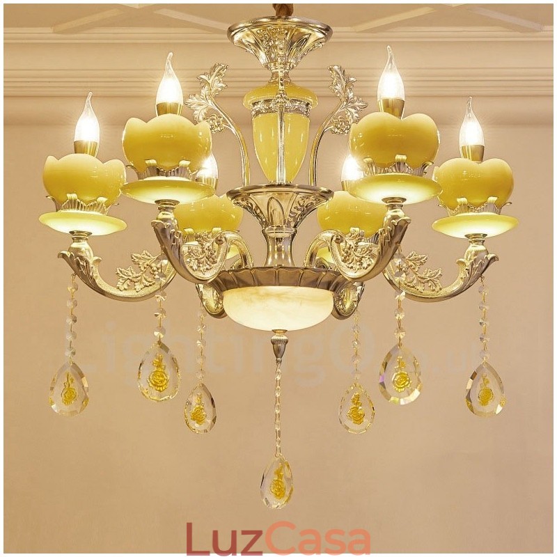 Lustre de metal integrado clássico tradicional de 6 luzes