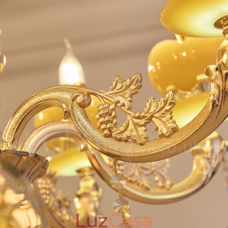 Lustre de metal integrado clássico tradicional de 6 luzes