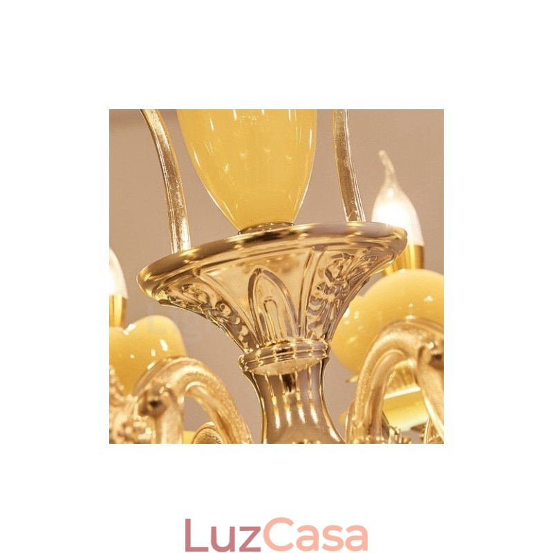 Lustre de metal integrado clássico tradicional de 6 luzes
