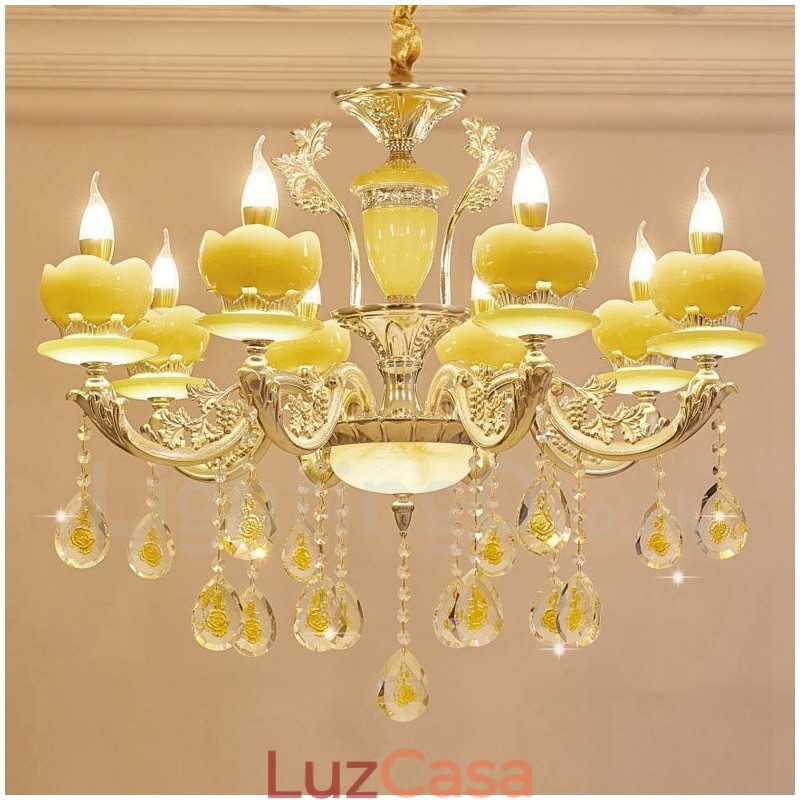 Lustre de metal integrado clássico tradicional de 8 luzes