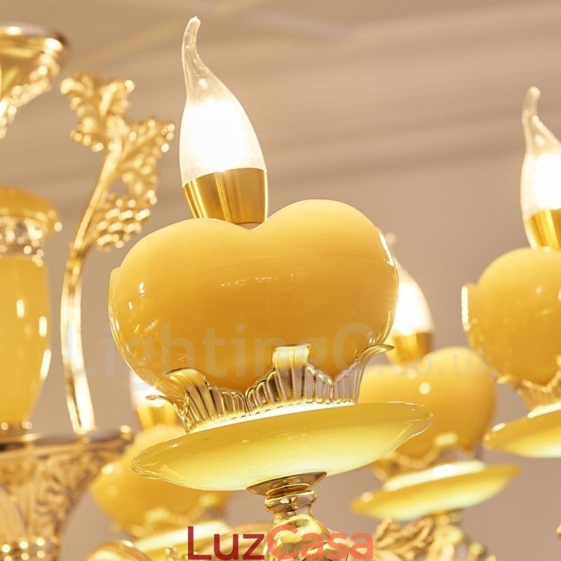 Lustre de metal integrado clássico tradicional de 15 luzes