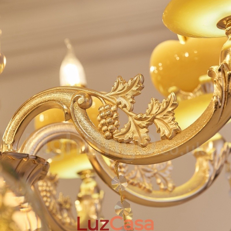 Lustre de metal integrado clássico tradicional de 15 luzes