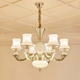 Lustre de vela de luxo integrado clássico tradicional de 6 luzes em metal