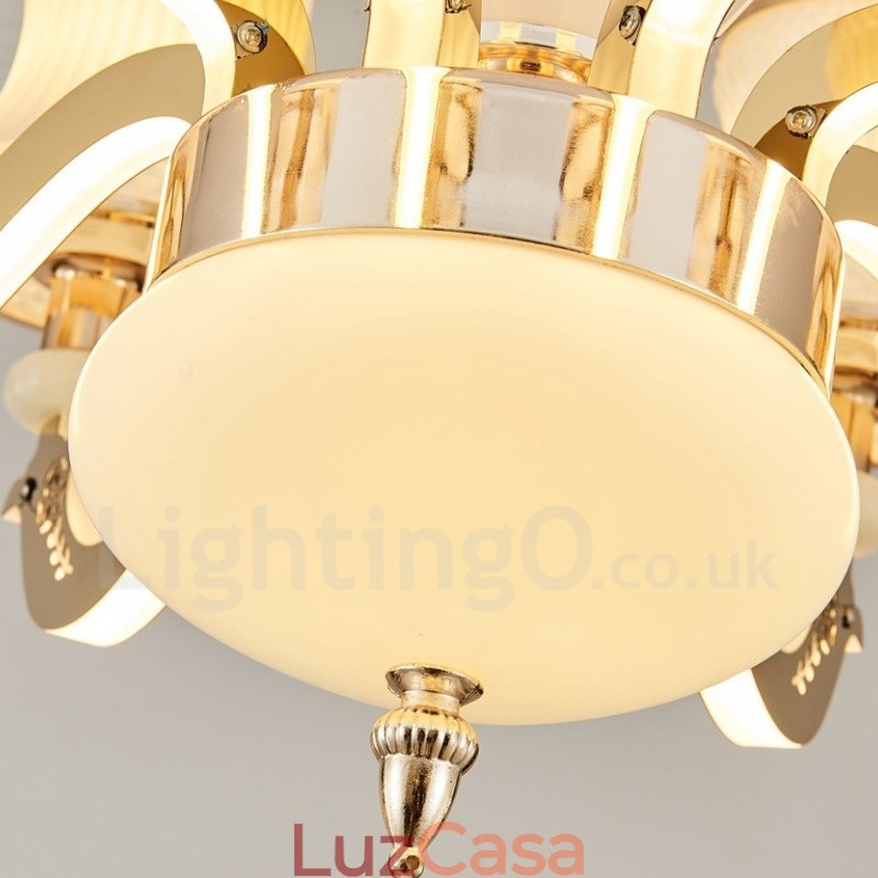 Lustre de vela de luxo integrado clássico tradicional de 6 luzes em metal