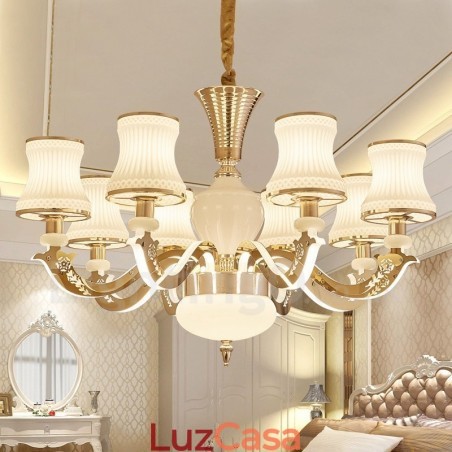 Lustre de metal integrado clássico tradicional de 8 luzes Lustre de metal integrado clássico tradicional de 8 luzes