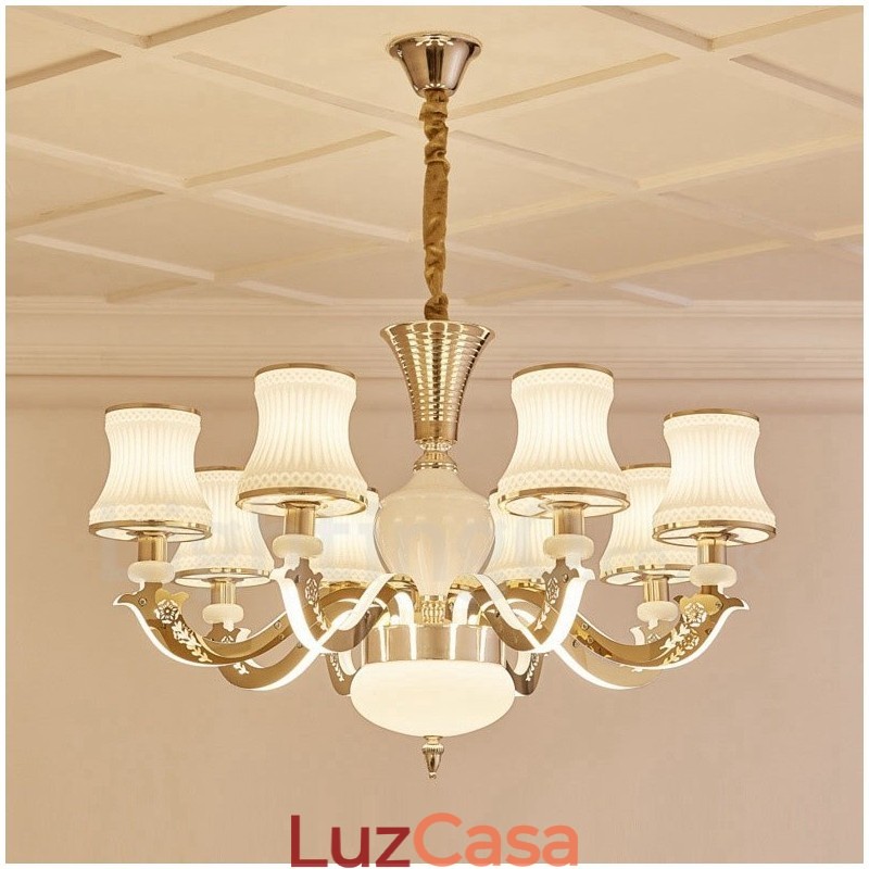 Lustre de metal integrado clássico tradicional de 8 luzes