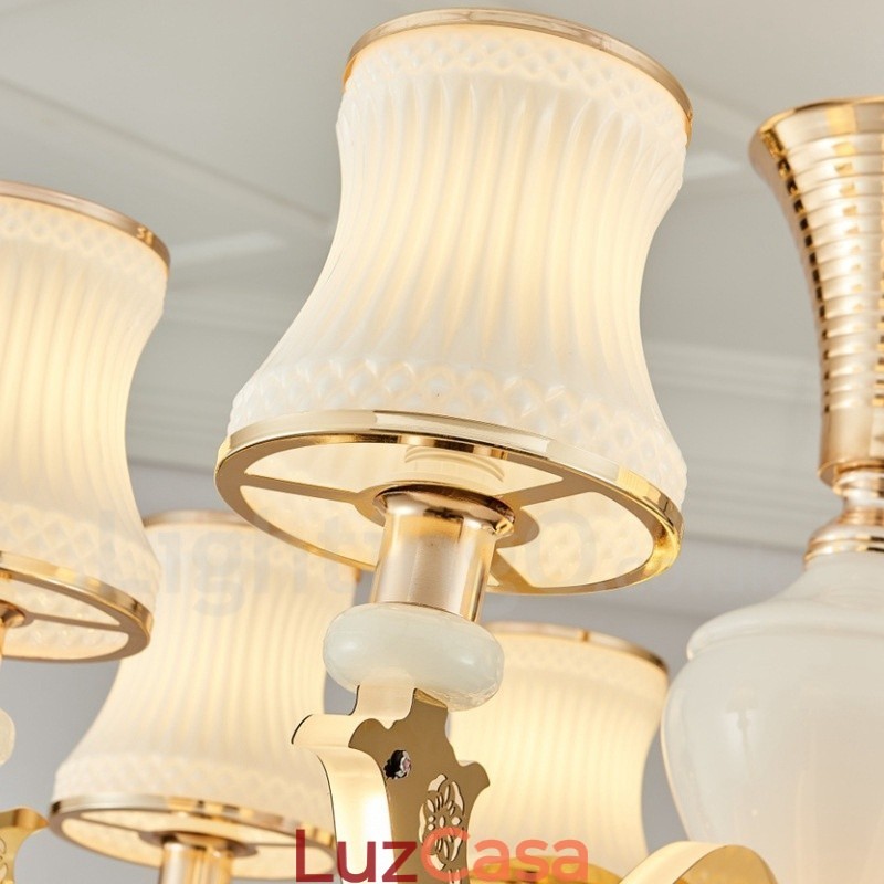 Lustre de metal integrado clássico tradicional de 8 luzes