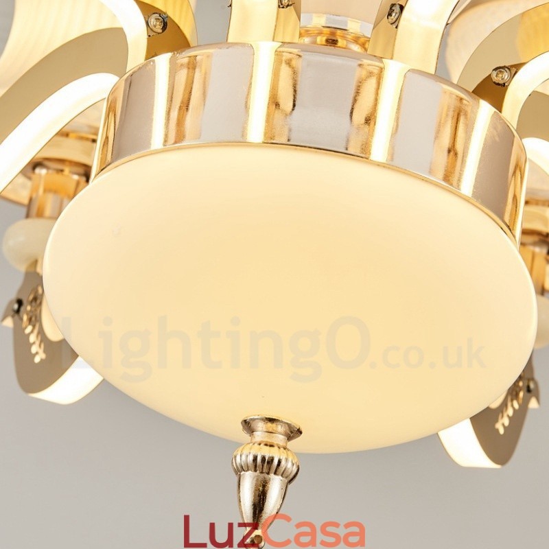 Lustre de metal integrado clássico tradicional de 8 luzes