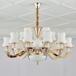 Lustre de metal integrado clássico tradicional de 15 luzes