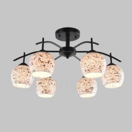 Lustre integrado estilo mediterrâneo de 6 luzes com cúpula de vidro