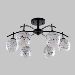 Lustre integrado estilo mediterrâneo de 6 luzes com cúpula de vidro