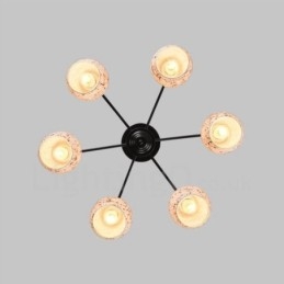Lustre integrado estilo mediterrâneo de 6 luzes com cúpula de vidro