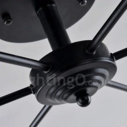 Lustre integrado estilo mediterrâneo de 6 luzes com cúpula de vidro