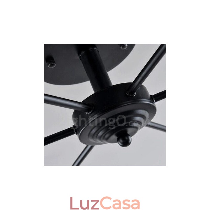 Lustre integrado estilo mediterrâneo de 6 luzes com cúpula de vidro