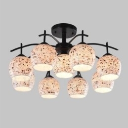 Lustre integrado estilo mediterrâneo de 9 luzes com cúpula de vidro