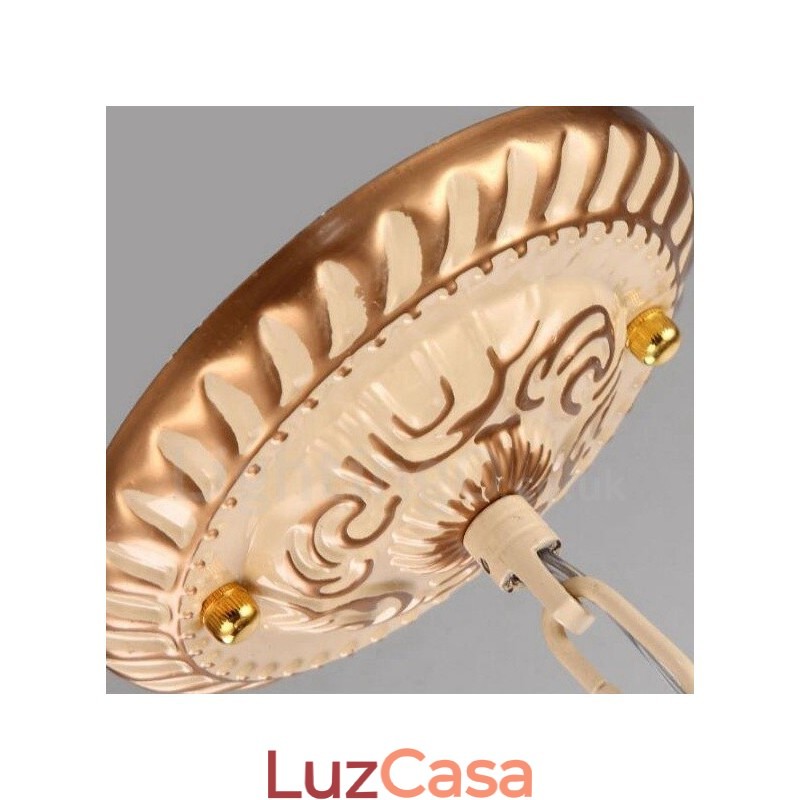 Lustre de metal integrado estilo mediterrâneo de 5 luzes com cúpula de vidro