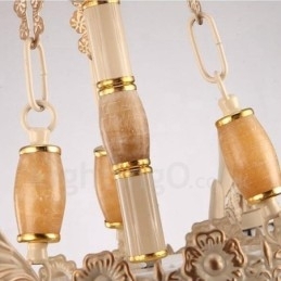 Lustre de metal integrado estilo mediterrâneo de 5 luzes com cúpula de vidro