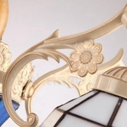 Lustre de metal integrado estilo mediterrâneo de 5 luzes com cúpula de vidro