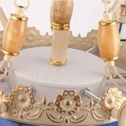 Lustre de metal integrado estilo mediterrâneo de 5 luzes com cúpula de vidro