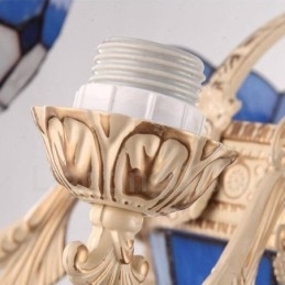 Lustre de metal integrado estilo mediterrâneo de 5 luzes com cúpula de vidro