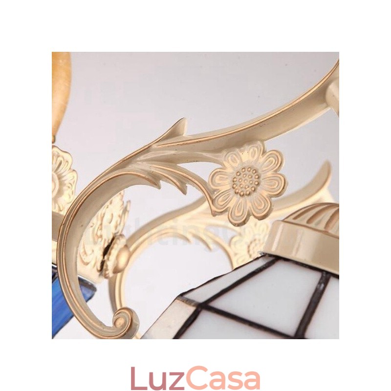 Lustre de metal integrado estilo mediterrâneo de 9 luzes com cúpula de vidro
