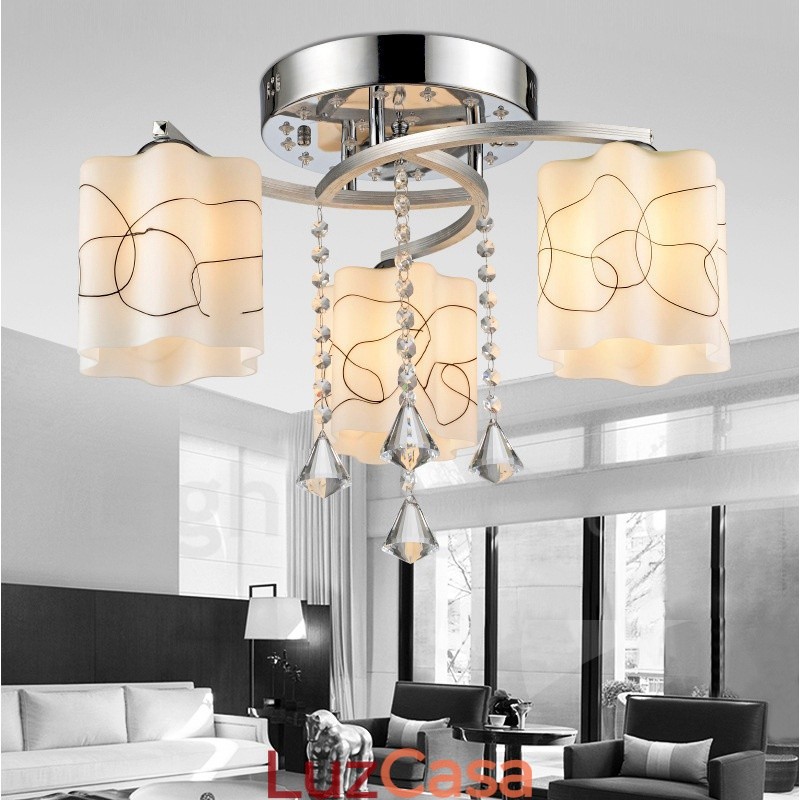 Lustre moderno contemporâneo integrado de 3 luzes