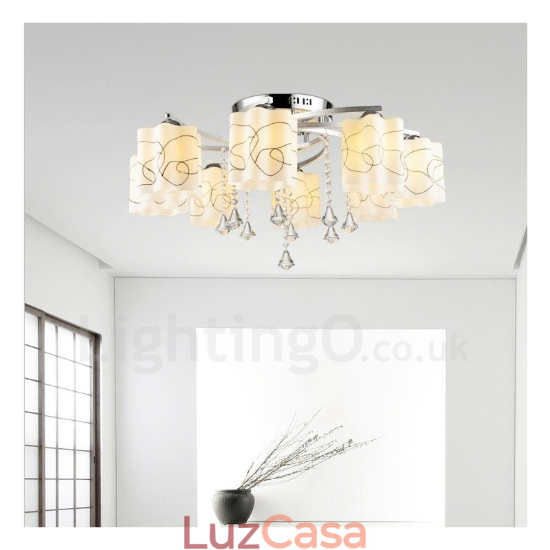 Lustre integrado moderno contemporâneo de 8 luzes