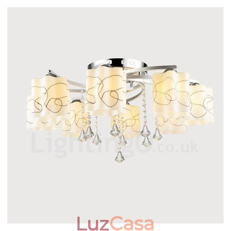 Lustre integrado moderno contemporâneo de 8 luzes
