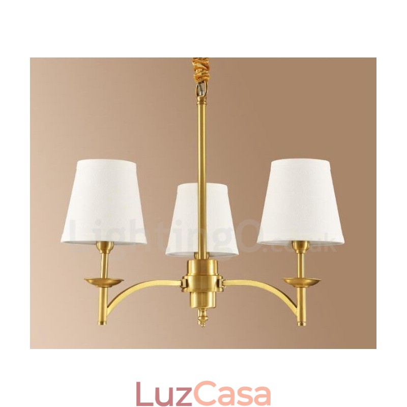 Lustre de cobre integrado de metal rústico com 3 luzes