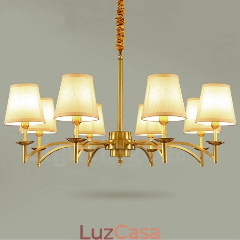 Lustre de metal integrado rústico de 8 luzes