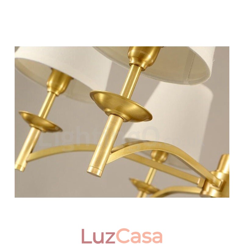 Lustre de metal integrado rústico de 8 luzes