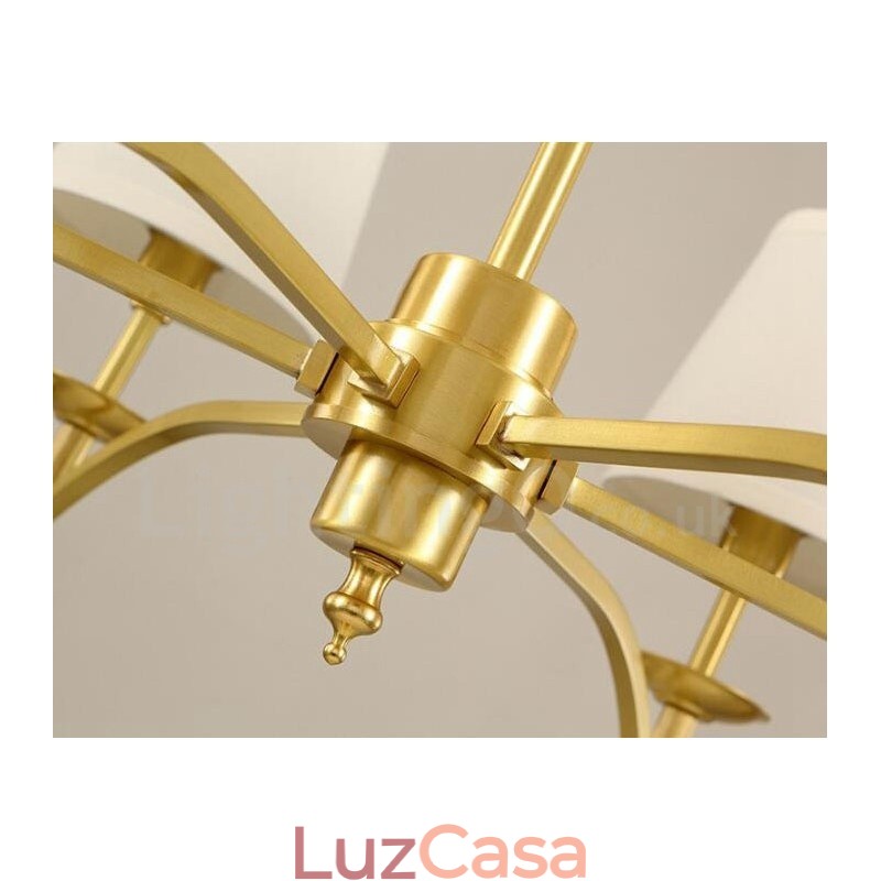 Lustre de metal integrado rústico de 8 luzes