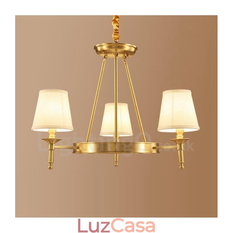 Lustre de cobre integrado de metal rústico com 3 luzes